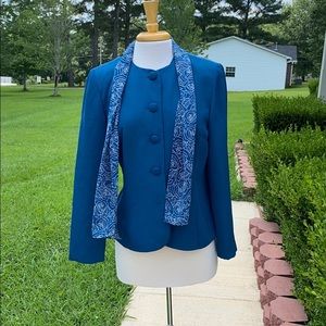 Leslie Fay Teal Jacket With Scarf.